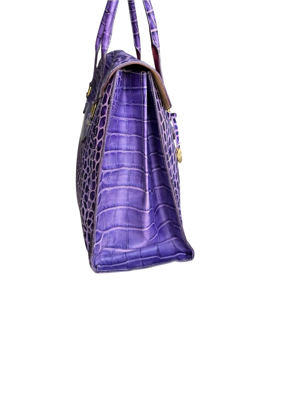 Rare Dooney & Bourke Alto Vintage Large Satchel Crocodile Embossed Leather Italy - Picture 9 of 15